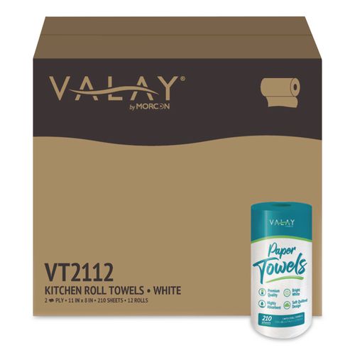 Morcon Tissue Kitchen Roll Towel, 2-Ply, 8 x 11, White, 210 Sheets/Roll, 12 Rolls/Carton