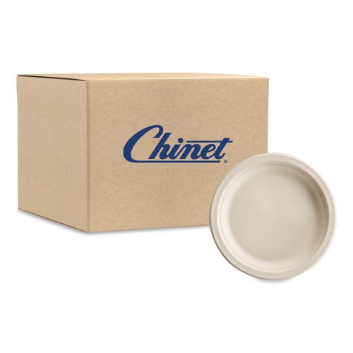 Chinet PaperPro Naturals Molded Fiber Dinnerware, Round Plates, 6" dia, White, 125/Pack, 8 Packs/Carton