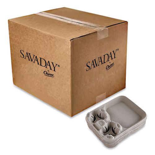 Chinet StrongHolder Molded Fiber Cup/Food Tray, 8 oz to 44 oz, Two Cups + Food Tray, Beige, 100/Carton
