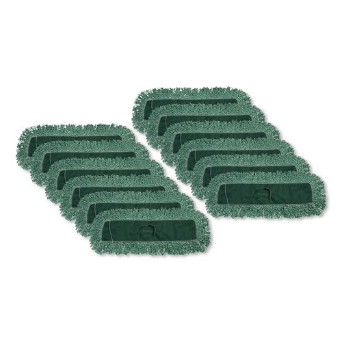 Rubbermaid Commercial Microfiber Looped-End Dust Mop Heads, 48 x 5, Green, 12/Carton