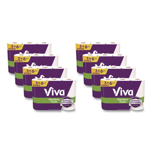 Viva Signature Cloth Choose-A-Sheet Kitchen Roll Paper Towels,1-Ply, 5.1 x 11,White, 86 Sheets/Double Roll, 3 Rolls/PK, 8 Packs/CT