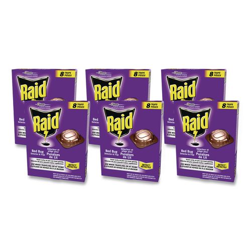 Raid Bed Bug Detector and Trap, 0.19 lb Trap, 8 Traps/Box, 6/Carton