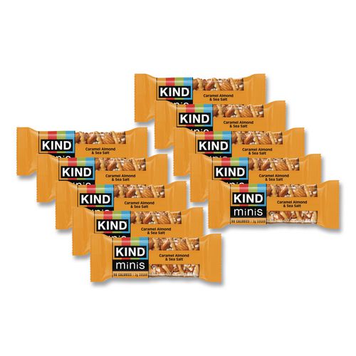KIND Minis, Caramel Almond Nuts/Sea Salt, 0.7 oz Bar, 10/Pack
