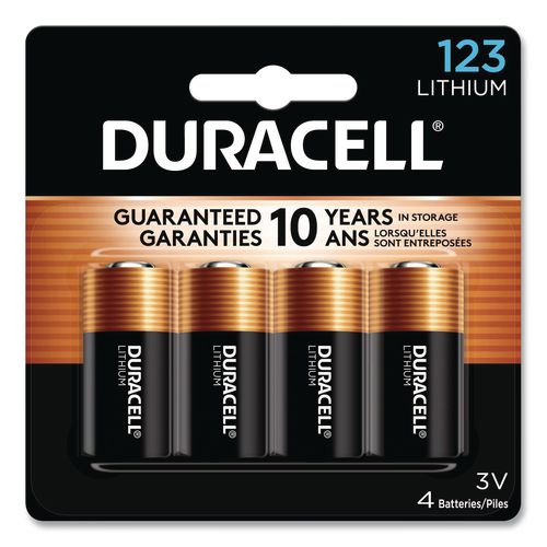 Duracell Specialty High-Power Lithium Batteries, 123, 3 V, 4/Pack