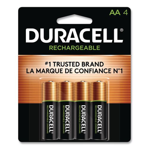 Duracell Rechargeable StayCharged NiMH Batteries, AA, 4/Pack