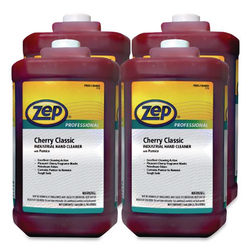 Zep Professional Cherry Industrial Hand Cleaner with Abrasive, Cherry Scent, 1 gal Bottle, 4/Carton