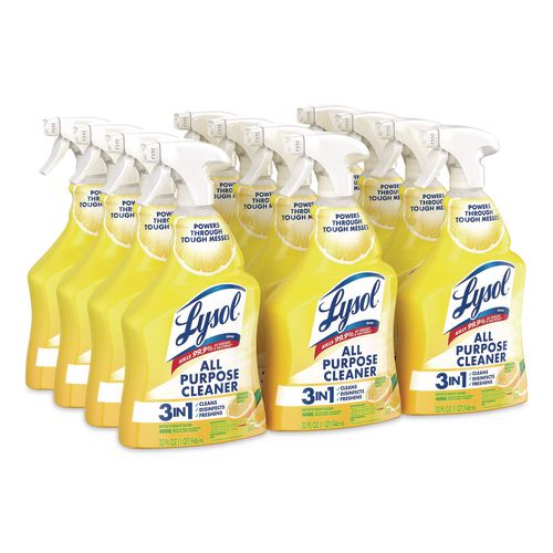 LYSOL Brand Ready-to-Use All-Purpose Cleaner, Lemon Breeze Scent, 32 oz Spray Bottle, 12/Carton