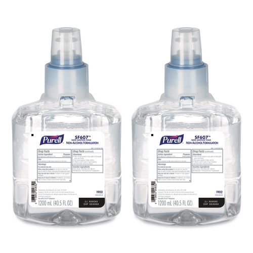 PURELL SF607 Instant Hand Sanitizer Foam, 1,200 mL Refill, Fragrance-Free, 2/Carton