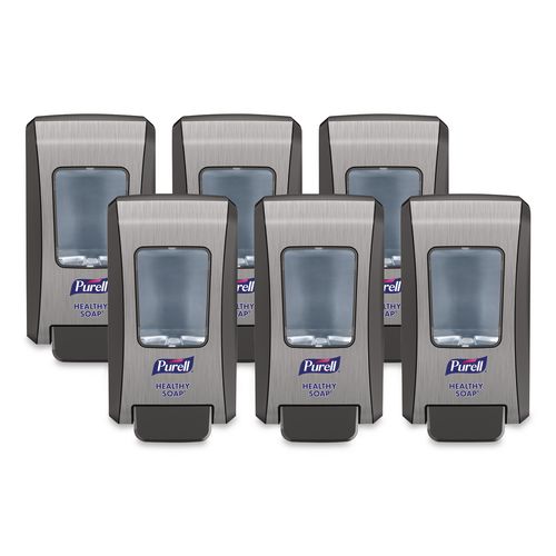 PURELL FMX-20 Soap Push-Style Dispenser, 2,000 mL, 6.5 x 4.65 x 11.86, Graphite/Chrome, 6/Carton