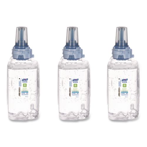 PURELL Advanced Hand Sanitizer Green Certified Gel Refill, For ADX-12 Dispensers, 1,200 mL, Fragrance-Free, 3/Carton