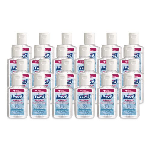 PURELL Advanced Hand Sanitizer Refreshing Gel, 2 oz, Flip-Cap Bottle, Clean Scent, 24/Carton