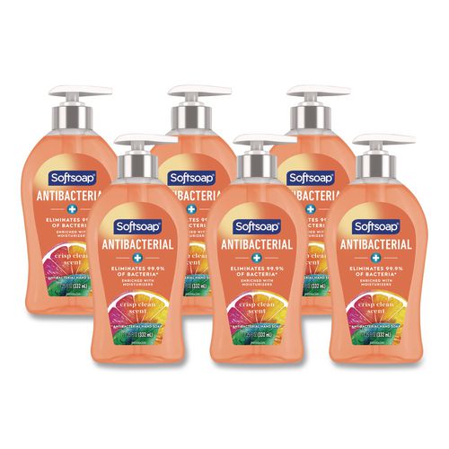 Softsoap Antibacterial Hand Soap, Crisp Clean Scent, 11.25 oz, 6/Carton