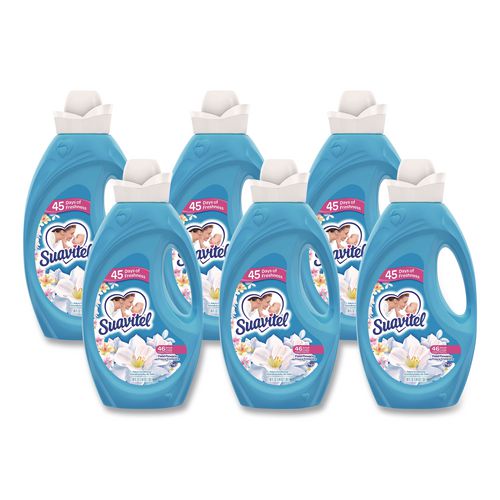 Suavitel Fabric Softener, Floral Scent, 46 oz Bottle, 6/Carton