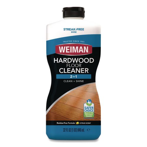 WEIMAN Hardwood Floor Cleaner, Unscented, 32 oz Squeeze Bottle, 6/Carton