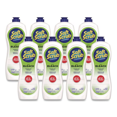 Soft Scrub Antibacterial Surface Cleanser with Bleach, 24 oz Bottle, 8/Carton