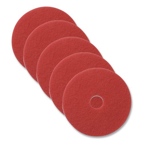 Americo Buffing Pads, 20" Diameter, Red, 5/Carton