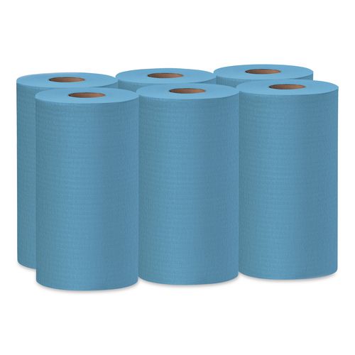WypAll General Clean X60 Cloths, Small Roll, 13.5 x 19.6, Blue, 130/Roll, 6 Rolls/Carton