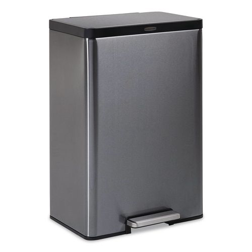 Rubbermaid Elite Step-On Trash Can, 12 gal, Metal, Charcoal Stainless Steel/Black