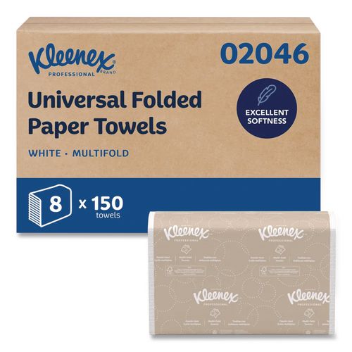 Kleenex Multi-Fold Paper Towels, Convenience, 9.2 x 9.4, White, 150/Pack, 8 Packs/Carton