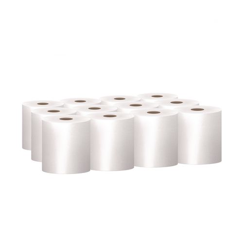 Scott Essential 100% Recycled Fiber Hard Roll Towel, 1-Ply, 8" x 800 ft, 1.5" Core, White, 12 Rolls/Carton