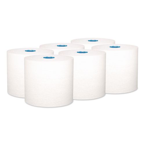 Kleenex Hard Roll Paper Towels with Premium Absorbency Pockets with Colored Core, Blue Core, 1-Ply, 7.5" x 700 ft, White, 6 Rolls/CT