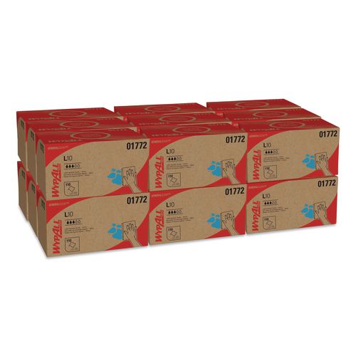 WypAll L10 SANI-PREP Dairy Towels, POP-UP Box, 1-Ply, 9 x 10.5, White, 110/Pack, 18 Packs/Carton