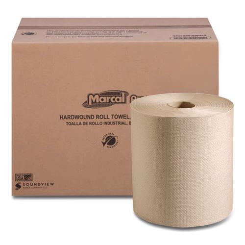 Marcal PRO 100% Recycled Hardwound Roll Paper Towels, 1-Ply, 7.88" x 800 ft, Natural, 6 Rolls/Carton