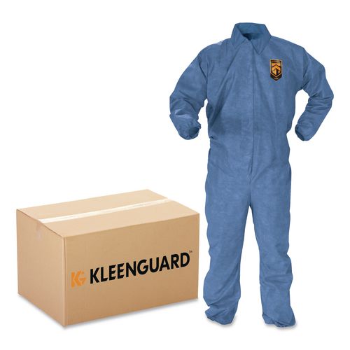 KleenGuard A60 Elastic-Cuff, Ankle and Back Coveralls, Large, Blue, 24/Carton