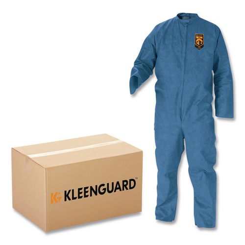 KleenGuard A20 Breathable Particle Protection Coveralls, Zip Front, Open Wrists and Ankles, Blue, 24/Carton