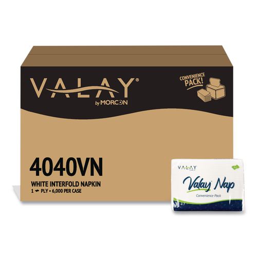 Morcon Tissue Valay Dispenser Napkin Convenience Pack, 1-Ply, 6.5 x 4, White, 500/Pack, 12 Packs/Carton