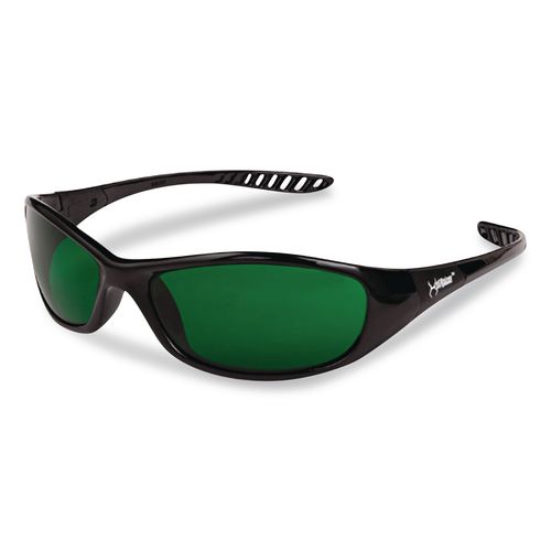 KleenGuard Hellraiser Safety Glasses, Black Full Frame, Green Shade 3 VLT Dual Lens