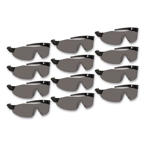 Smith & Wesson 44 Magnum Safety Glasses, Frameless, Black Single Lens, 12/Box
