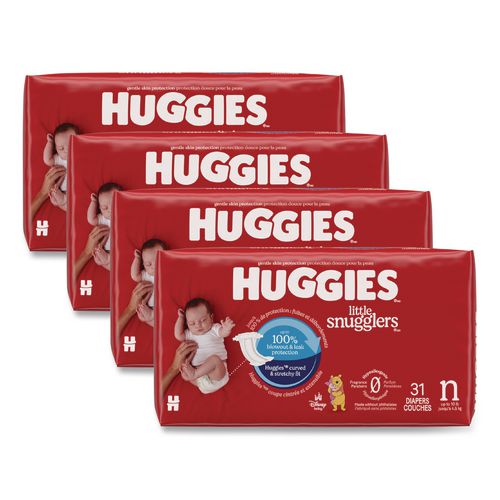 Huggies Little Snugglers Baby Diapers, Size 0 to Newborn, 1 lbs to 10 lbs, Disney Design, 31 Diapers/Pack, 4 Packs/Carton