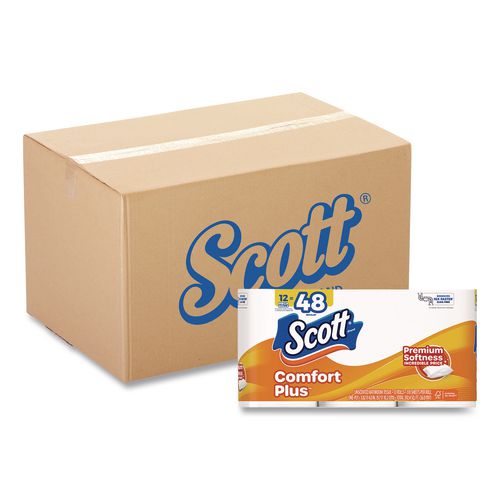 Scott ComfortPlus Toilet Paper Mega Rolls, Septic Safe, 1-Ply, White, 310 Sheets, 12 Mega Rolls/Carton
