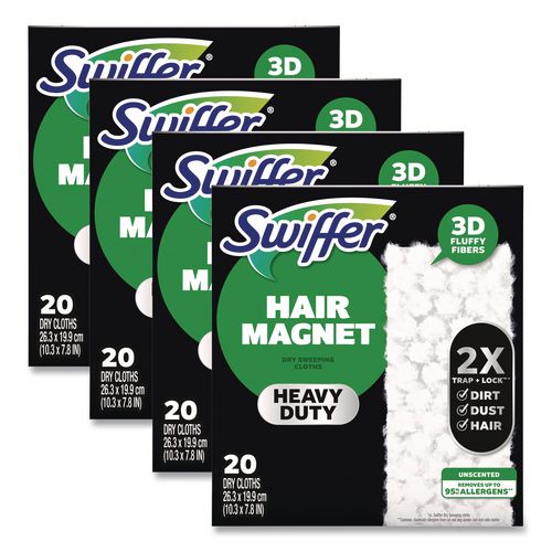 Swiffer Heavy-Duty Dry Refill Cloths, 10.3 x 7.8, White, 20/Pack, 4 Packs/Carton