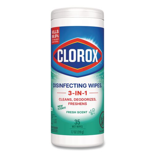 Clorox Disinfecting Wipes, Bleach Free Cleaning Wipes, 1-Ply, 7 x 8, Fresh Scent, White, 35/Canister