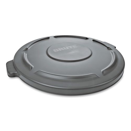 Rubbermaid Commercial BRUTE Self-Draining Flat Top Lids for 20 gal Round BRUTE Containers, 19.88" Diameter, Gray