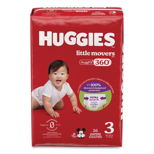 Huggies Little Movers HuggFit 360 Degree, Size 3, 16 lbs to 28 lbs, Disney Design, 26/Pack