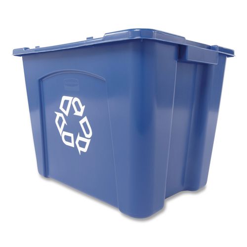 Rubbermaid Commercial Stacking Recycle Bin, 14 gal, Polyethylene, Blue