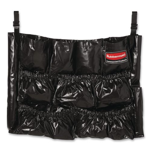 Rubbermaid Commercial Brute Caddy Bag, 12 Compartments, 11.39 w x 15.38 Diameter, Black, 6/Carton