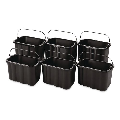 Rubbermaid Commercial Heavy-Duty Cleaning Cart Caddy, 10 qt, Black, 6/Carton