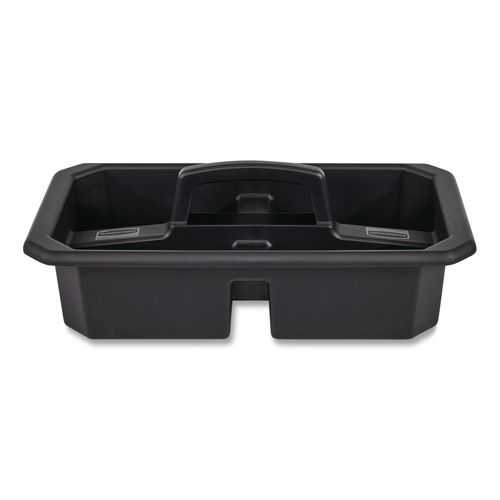 Rubbermaid Commercial Cleaning Caddy, Compatible with Full Size and Compact Housekeeping Carts, Plastic, Black, 6/Carton