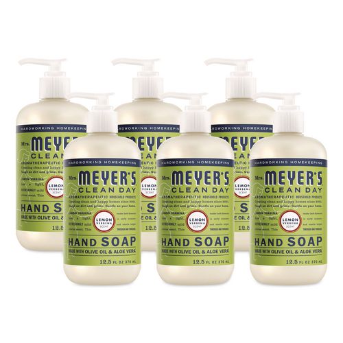 Mrs. Meyer's Clean Day Liquid Hand Soap, Lemon Scent, 12.5 oz, 6/Carton