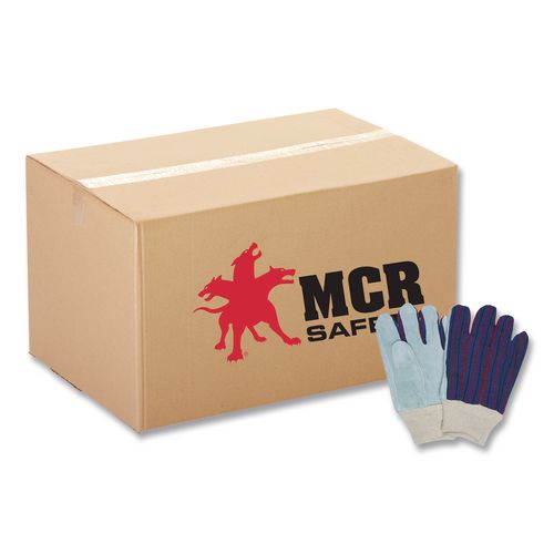 MCR Safety 1040 Leather Palm Glove, Clute Cut, Straight Thumb, 11.61" Long, Large, Gray/White, 12 Pairs