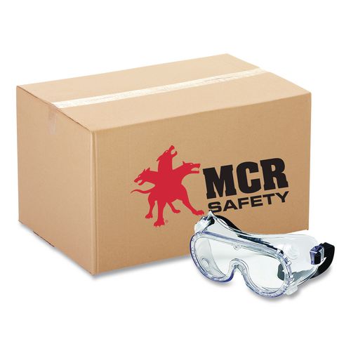 MCR Safety Chemical-Splash Goggles, Indirect Venting, OTG, Clear Lens, Clear Frame, 36/Box