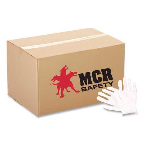 MCR Safety Cotton Inspector Gloves, Reversible, One Size Fits Most, White, 12 Pairs
