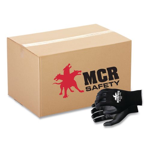 MCR Safety Economy PU Coated Work Gloves, EN388: 2121, 12" Long, Black, 12 Pairs