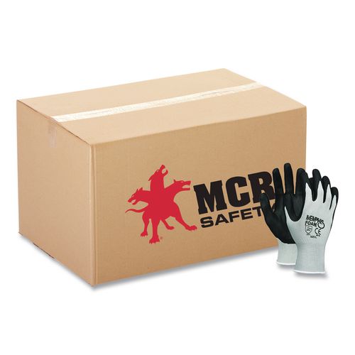 MCR Safety Economy Foam Nitrile Gloves, EN388: 3221, Black/Gray, 12 Pairs