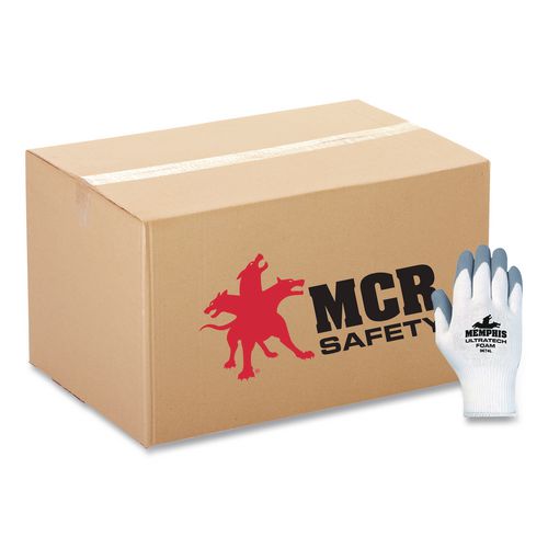 MCR Safety Ultra Tech Foam Nitrile Gloves, EN388: 3121, X-Large, Gray/White, 12 Pairs