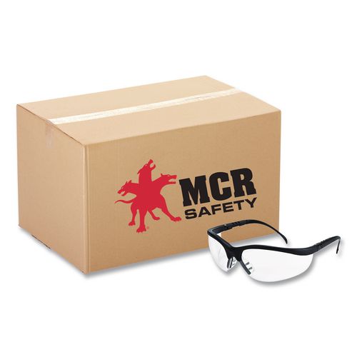 MCR Safety Klondike Safety Glasses, Matte Black Half Frame, Clear Dual Lens, 12/Box